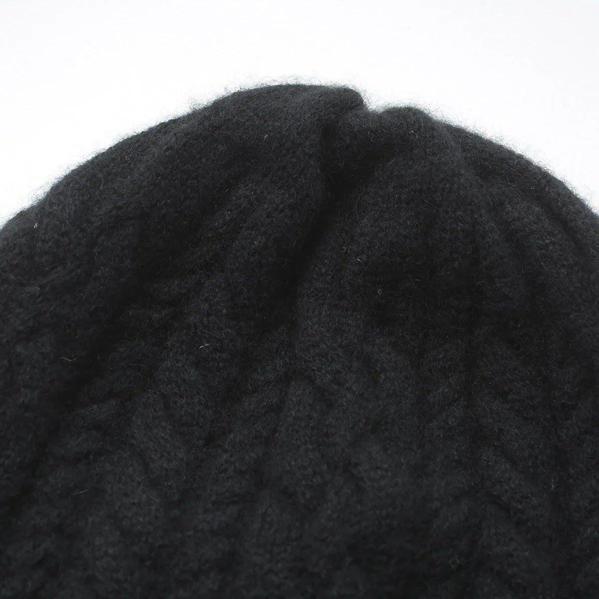 100% Cashmere Cable Slouchy Beanie