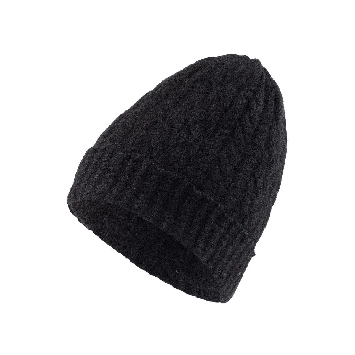 100% Cashmere Cable Slouchy Beanie