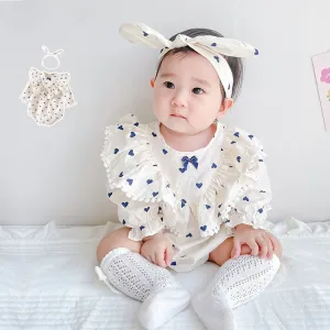 100% Cotton Polka Dot Triangle Romper with Headband