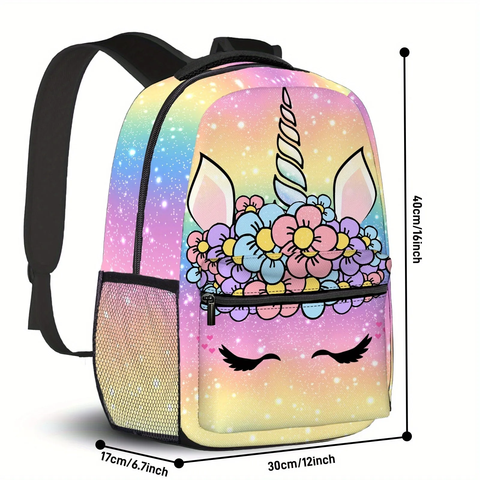 1pc Large Capacity Fashion Print Backpack Set - Zipper Closure, Nylon Material, Spacious Interior, Casual Travel, College Schoolbag - Stylish, Durable, and Practical