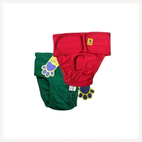 A a Pets’ Cotton Reusable, Washable Diaper for Dogs - Red & Green  (Set Of 2)