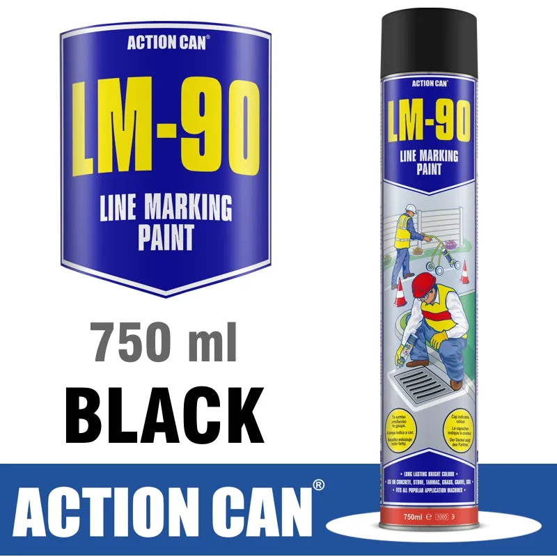 ACTION CAN LM-90 BLACK 750ML LINE MARKING PAINT CAN32830