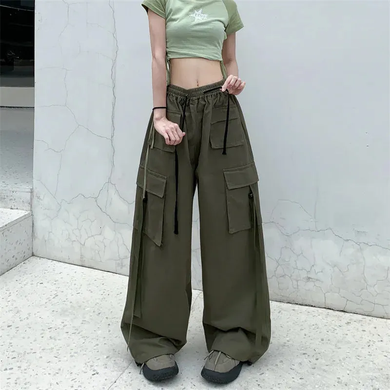 Advbridge  -  Women‘s Wide-leg Pants 2024 Spring/Autumn New Retro High Street Spice Overalls High-waisted Straight Leg Casual Tide Sweatpants