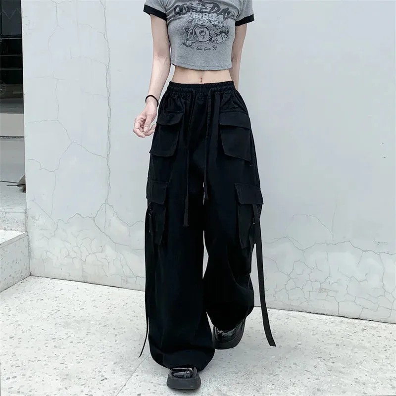 Advbridge  -  Women‘s Wide-leg Pants 2024 Spring/Autumn New Retro High Street Spice Overalls High-waisted Straight Leg Casual Tide Sweatpants