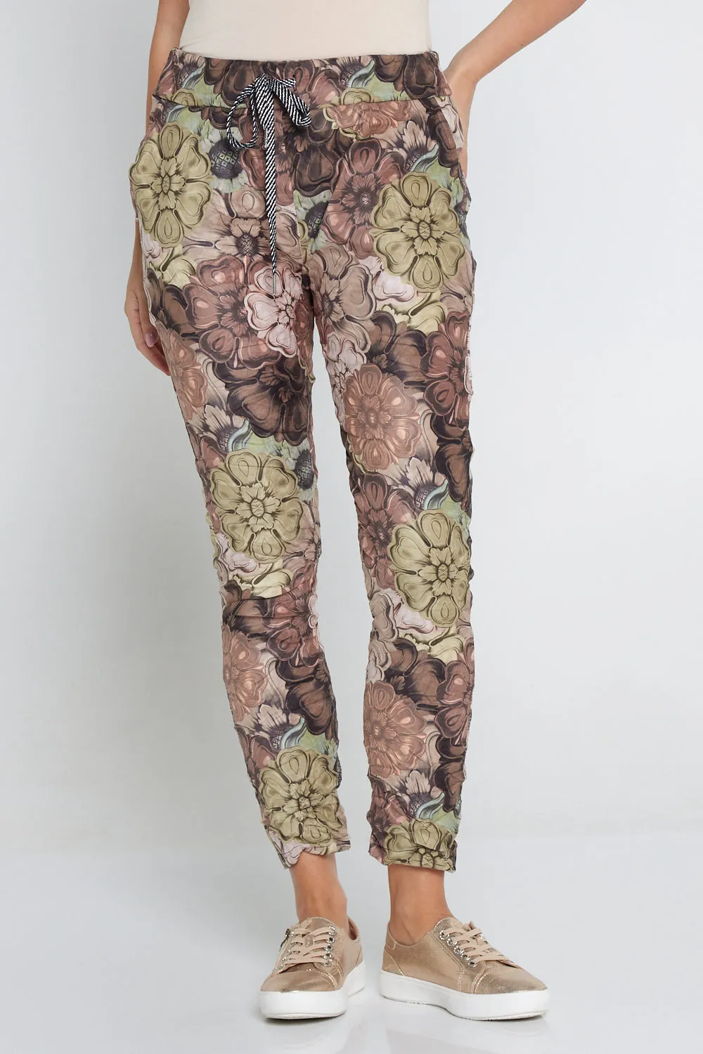 Alina Pants - Brown/Green Floral