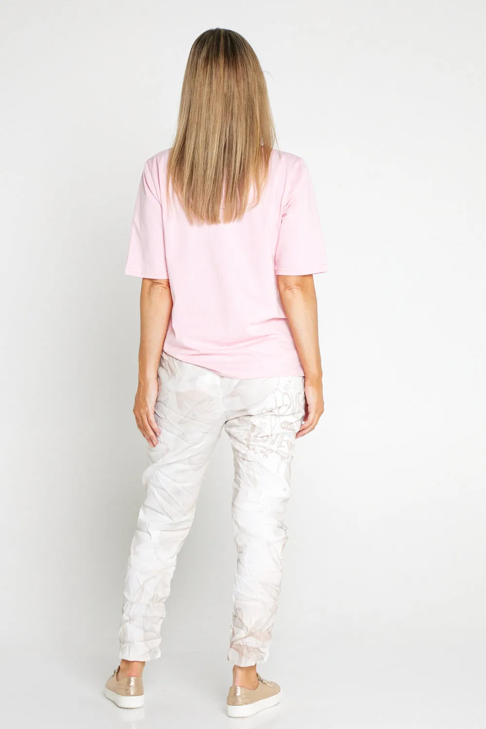 Alina Pants - White/Peach Bouquet