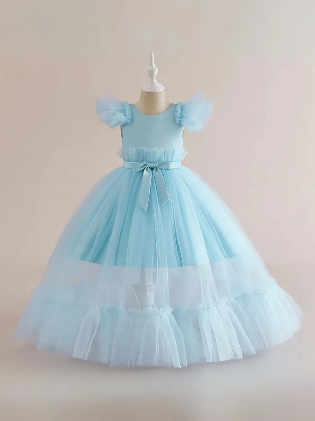 All Things Pretty Flutter Sleeve Tulle Overlay Dress