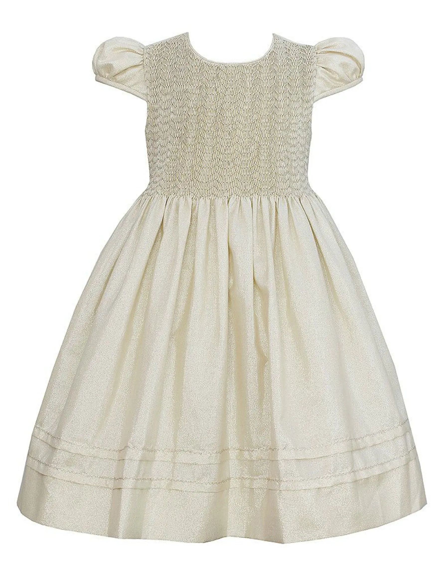 Anavini Girls Gold Smocked Dress