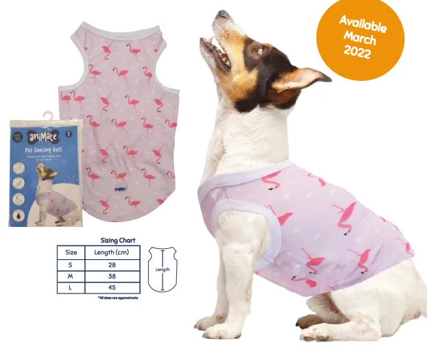 Animate - Pet Cooling Vest -Flamingo - Med -  38cm (Chest: 55cm, Neck: 35cm)