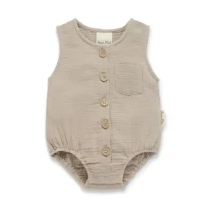 Aster & Oak Sand Muslin Bubble Romper