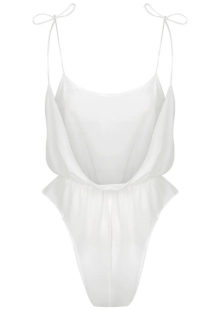 August Silk Romper White