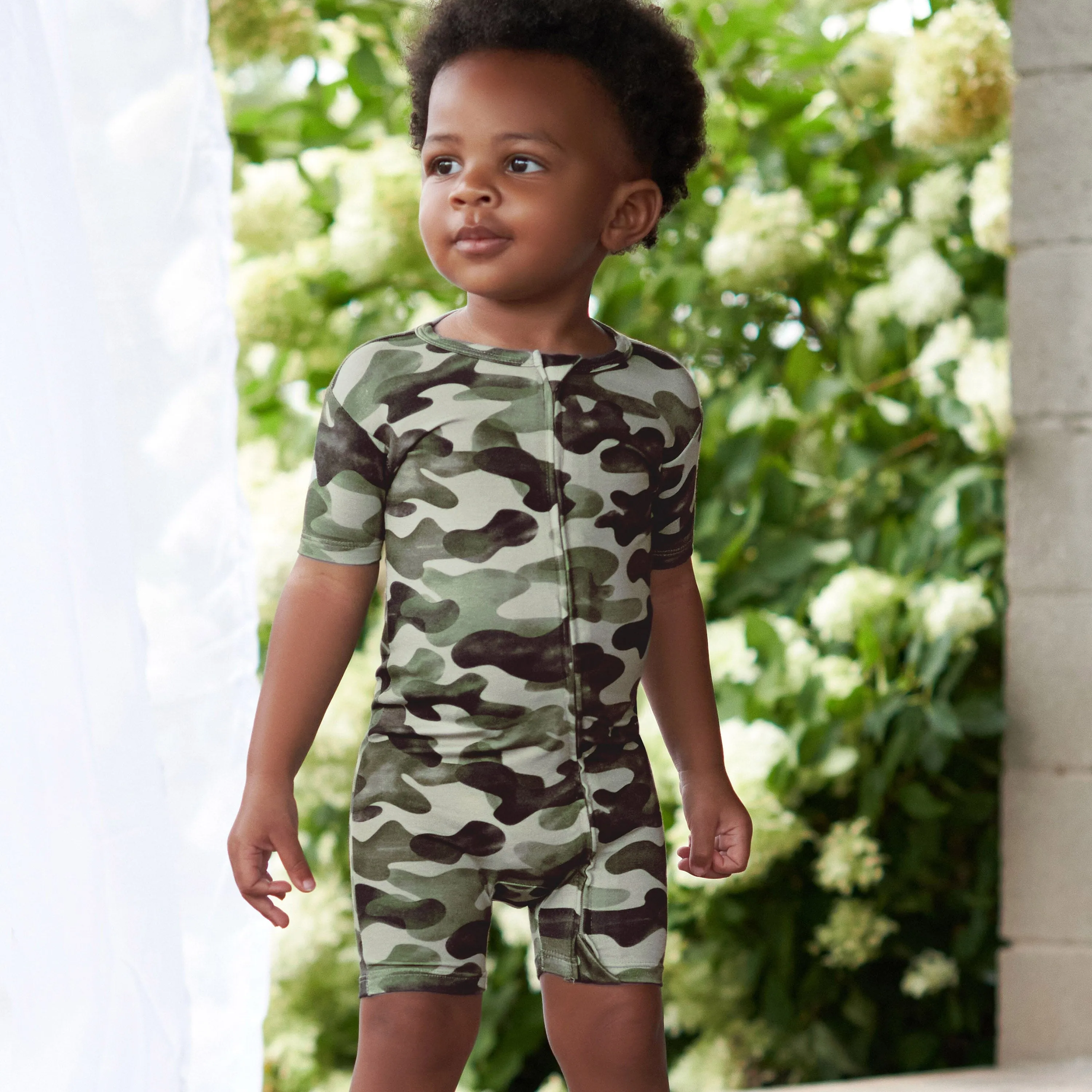 Baby Boys Hide & Seek Camo Buttery Soft Viscose Made from Eucalyptus Snug Fit Romper