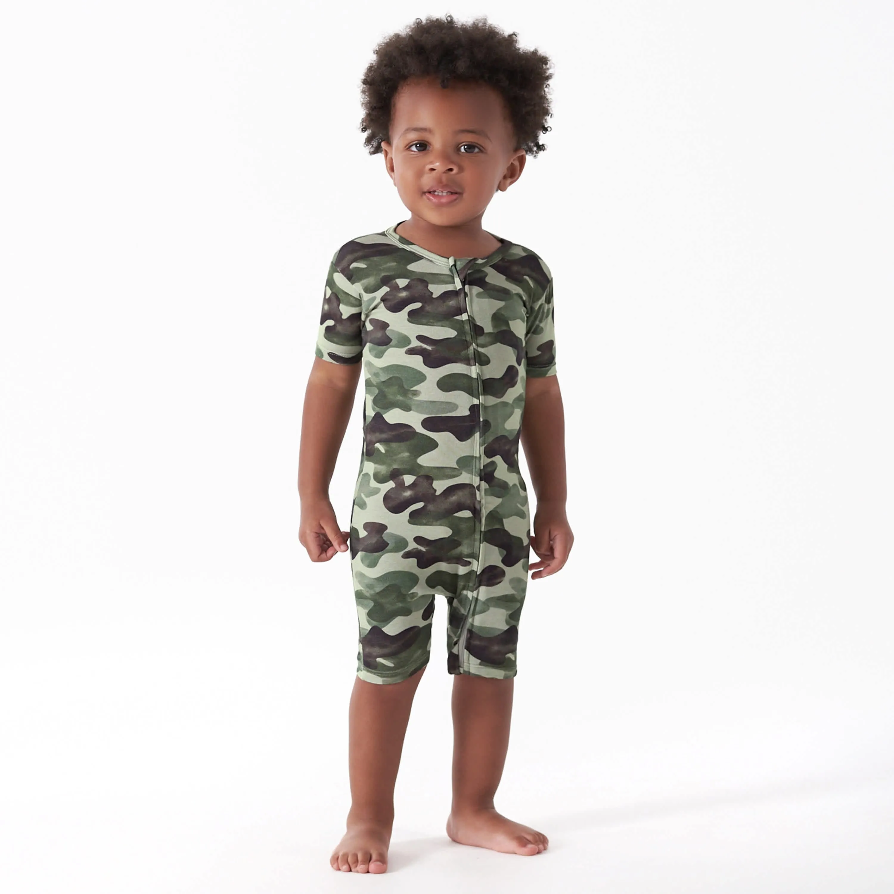 Baby Boys Hide & Seek Camo Buttery Soft Viscose Made from Eucalyptus Snug Fit Romper