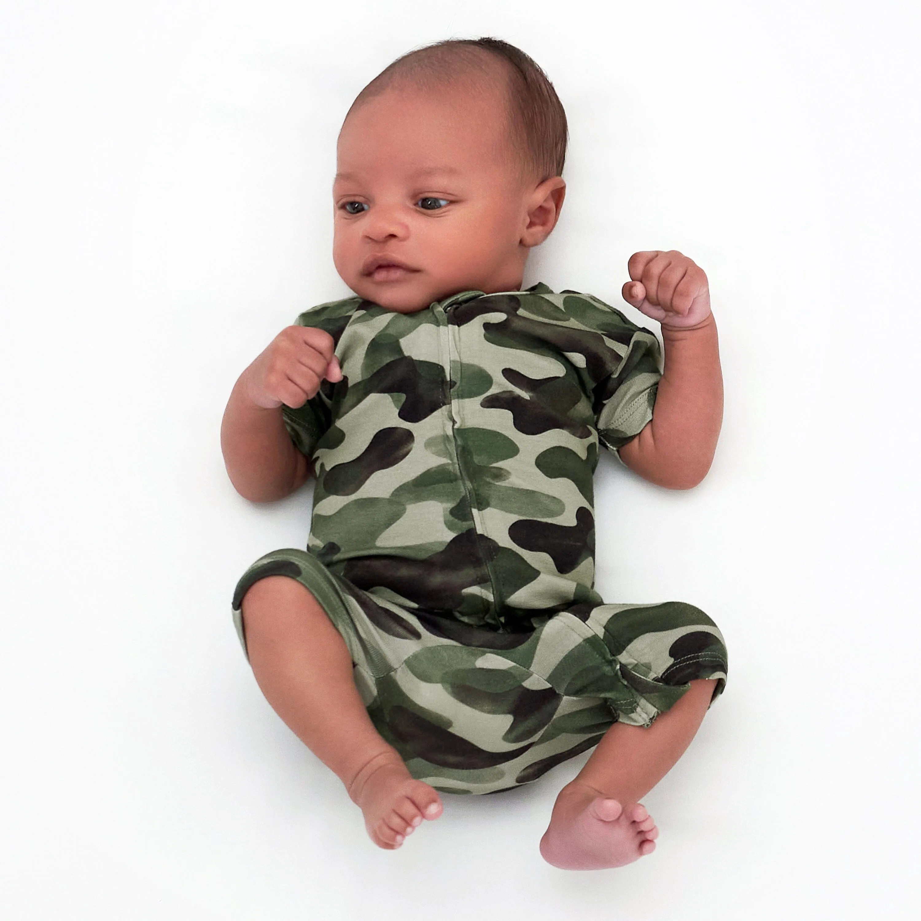 Baby Boys Hide & Seek Camo Buttery Soft Viscose Made from Eucalyptus Snug Fit Romper