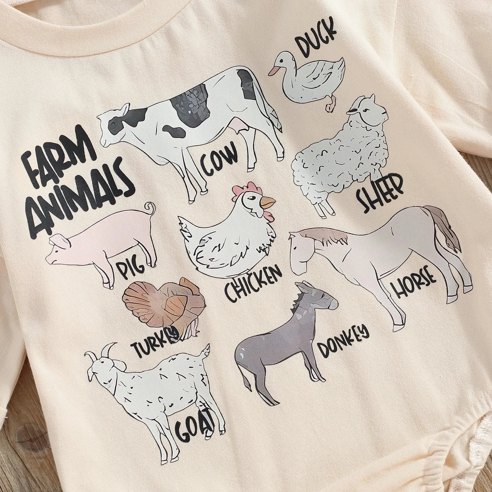 Baby Farm Western Onesie Layette - Farm Animals Horse Cow Pig