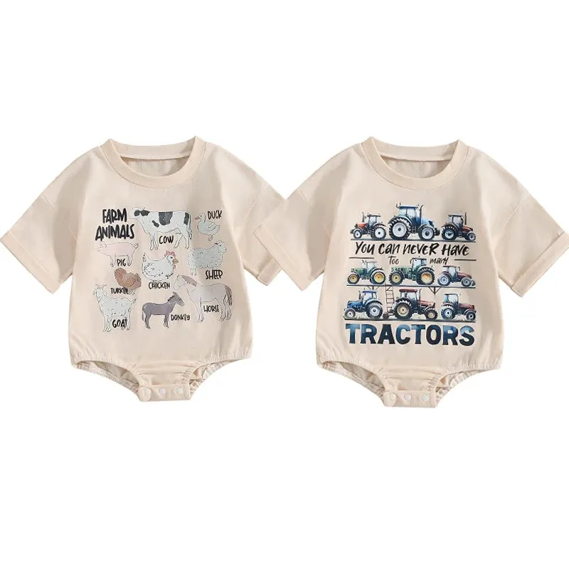 Baby Farm Western Onesie Layette - Farm Animals Horse Cow Pig