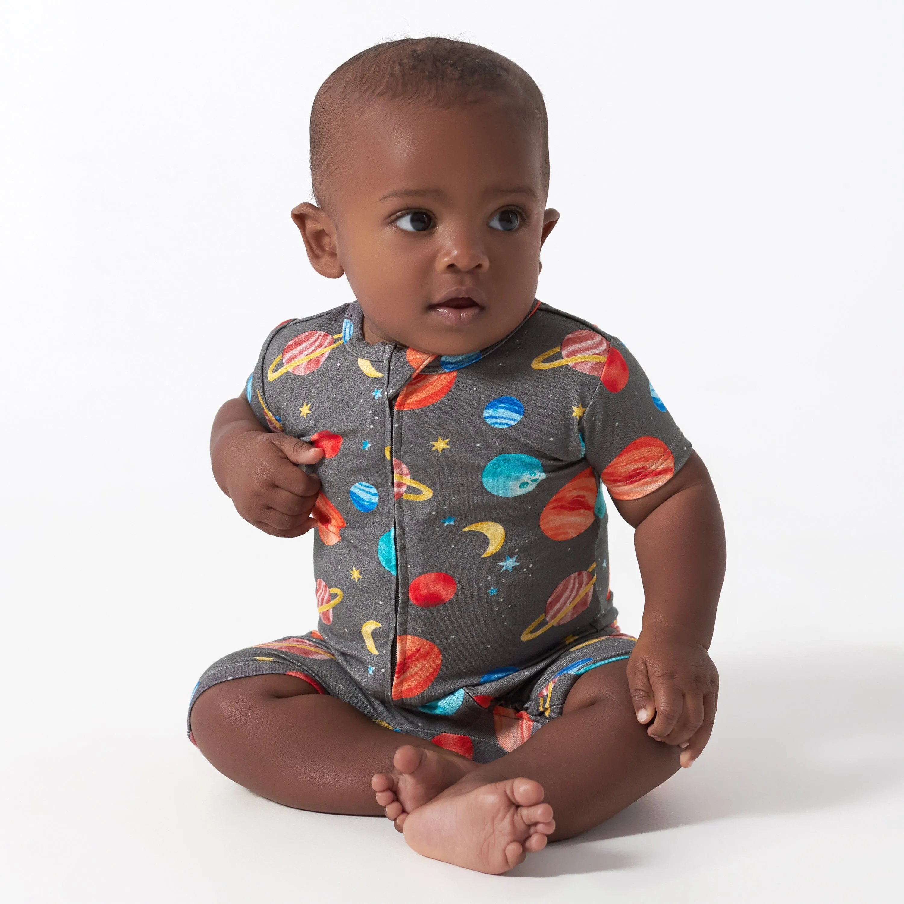 Baby Outer Space Buttery Soft Viscose Made from Eucalyptus Snug Fit Romper