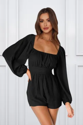 Balloon Sleeve Tie Back Romper