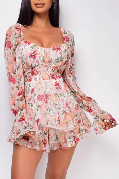 Beautiful Blooms Floral Printed Long Sleeve Romper - 4 Colors