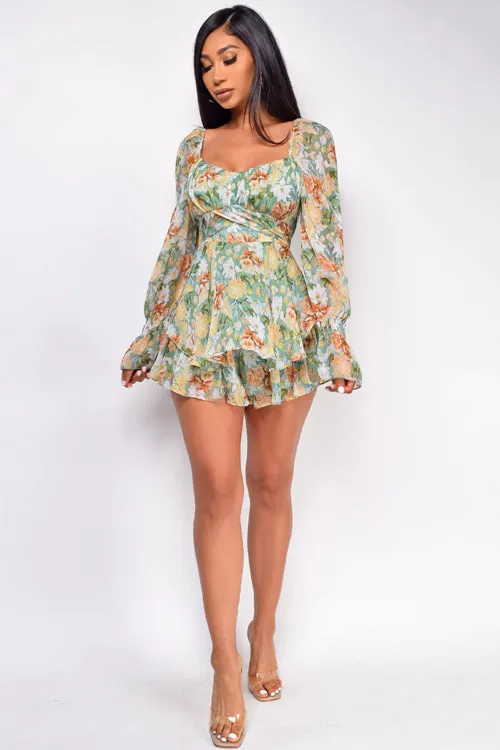 Beautiful Blooms Floral Printed Long Sleeve Romper - 4 Colors