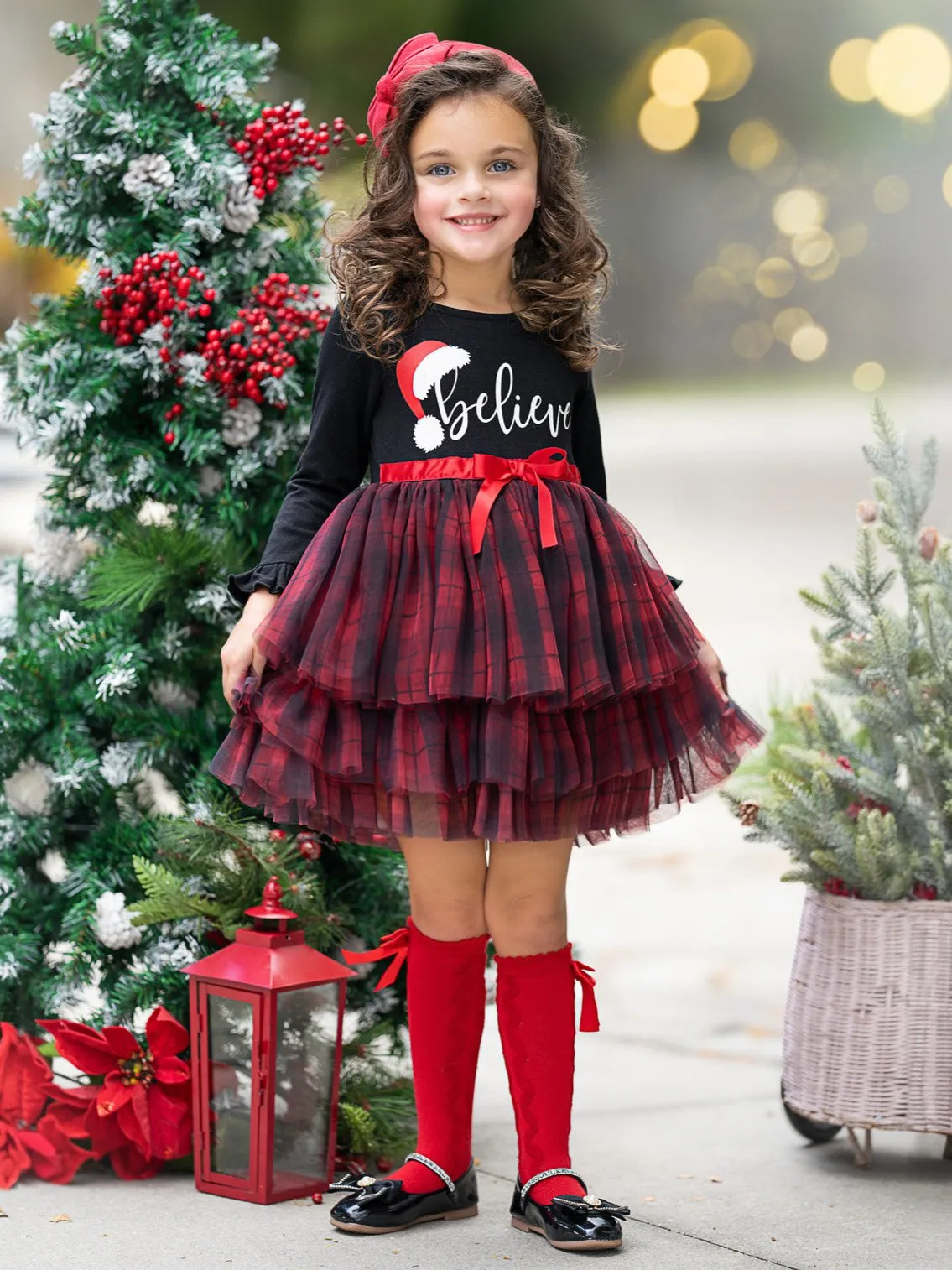 Believe Plaid Ruffled Tutu Dress