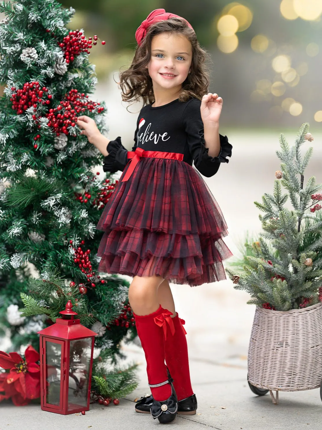 Believe Plaid Ruffled Tutu Dress