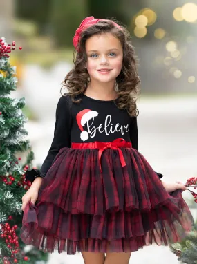 Believe Plaid Ruffled Tutu Dress