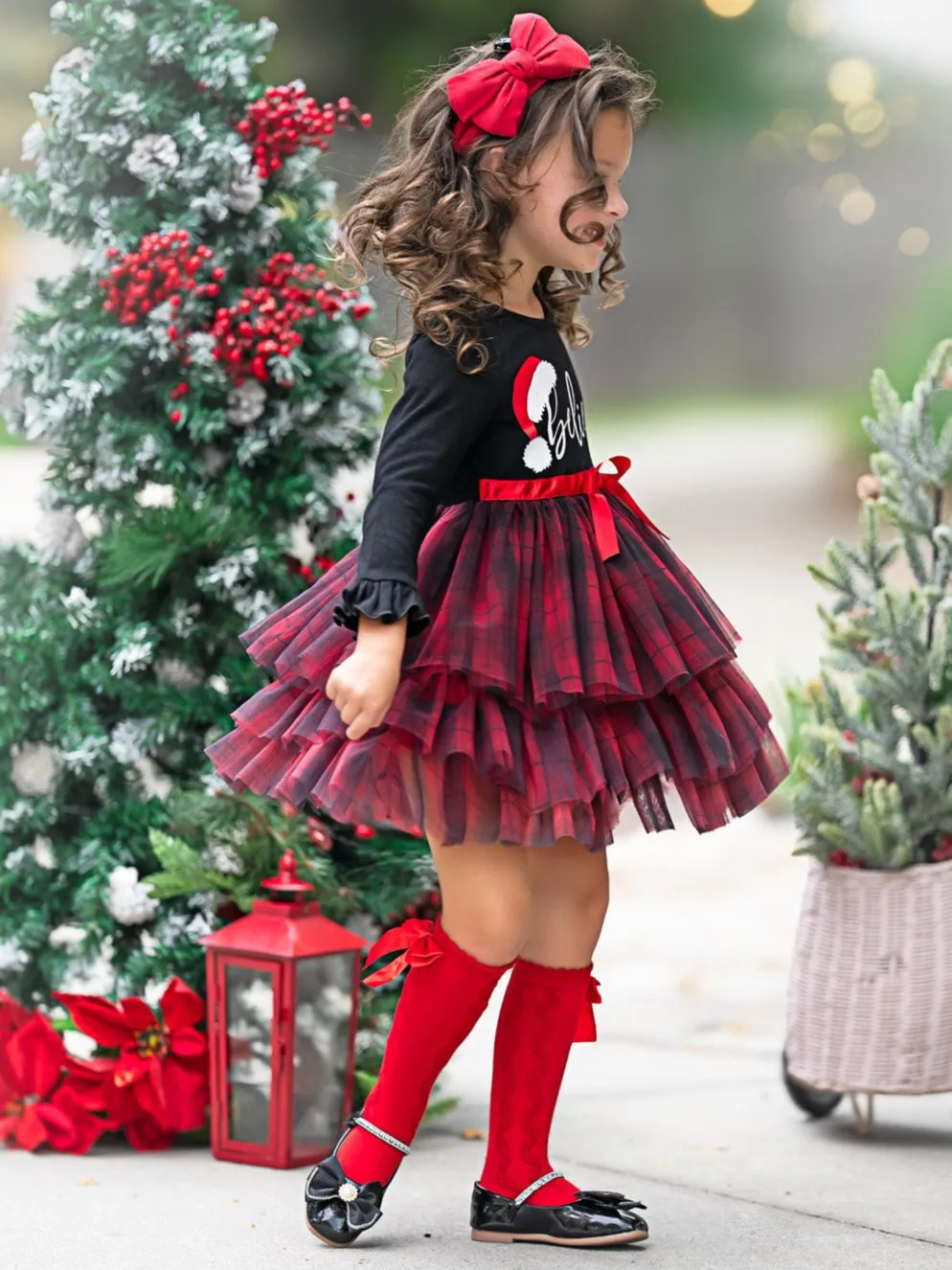 Believe Plaid Ruffled Tutu Dress