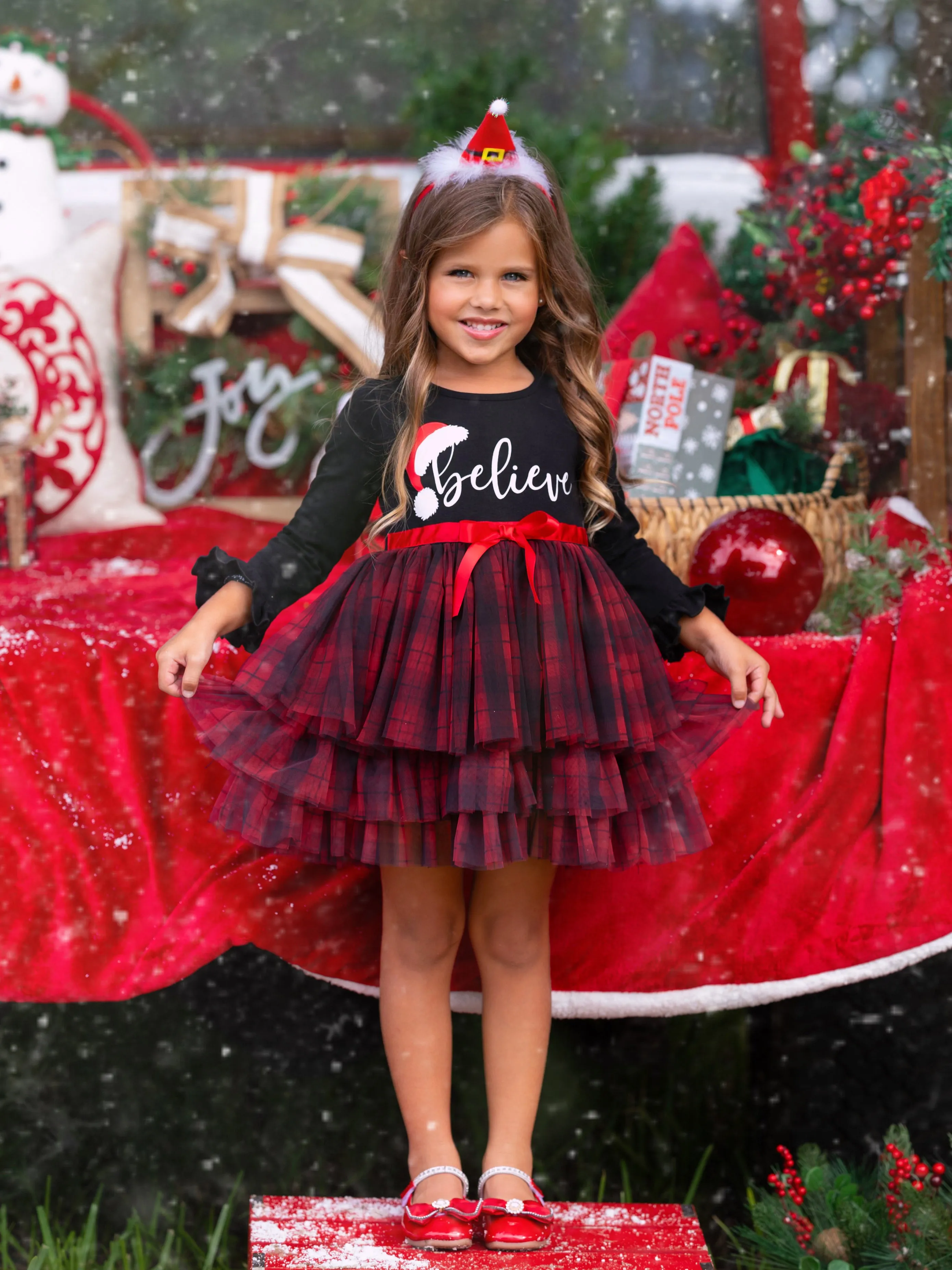 Believe Plaid Ruffled Tutu Dress