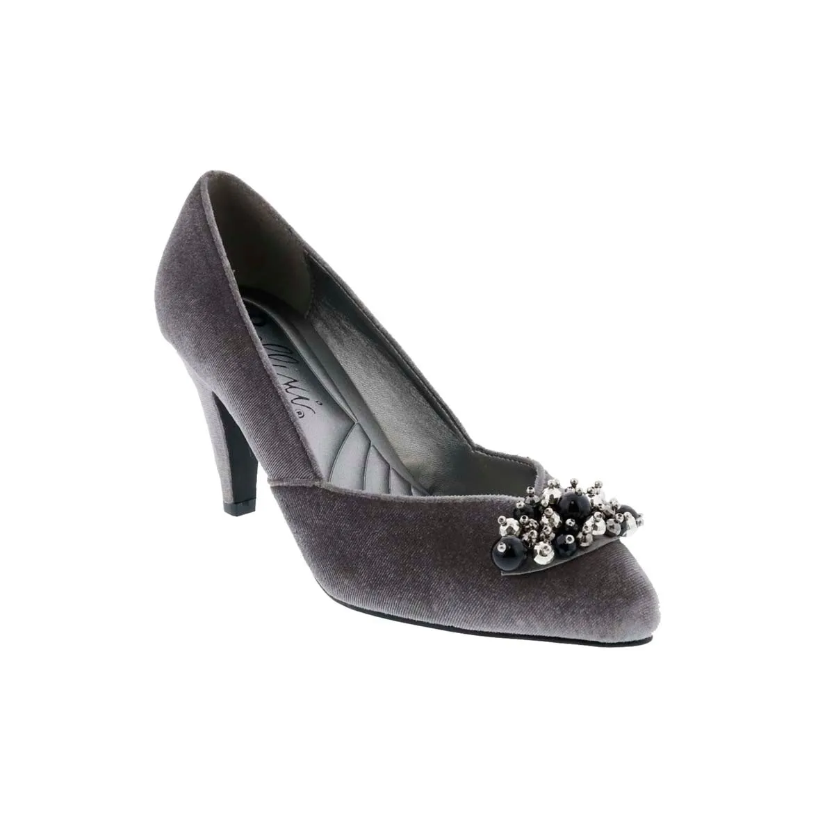 Bellini May Women Pump Dress Shoe In Grey Velvet