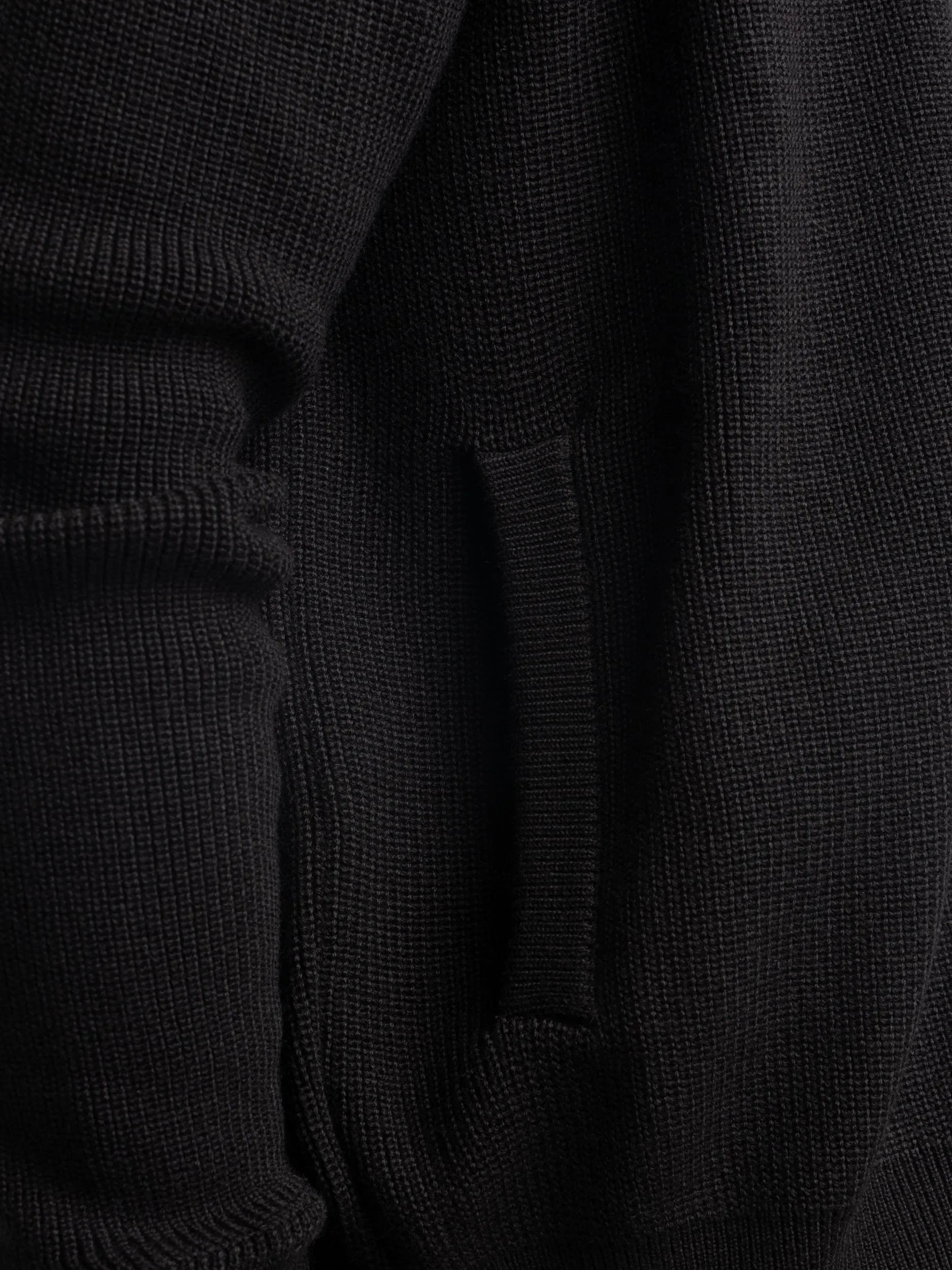 Black Full Zip Ribbed Sweater