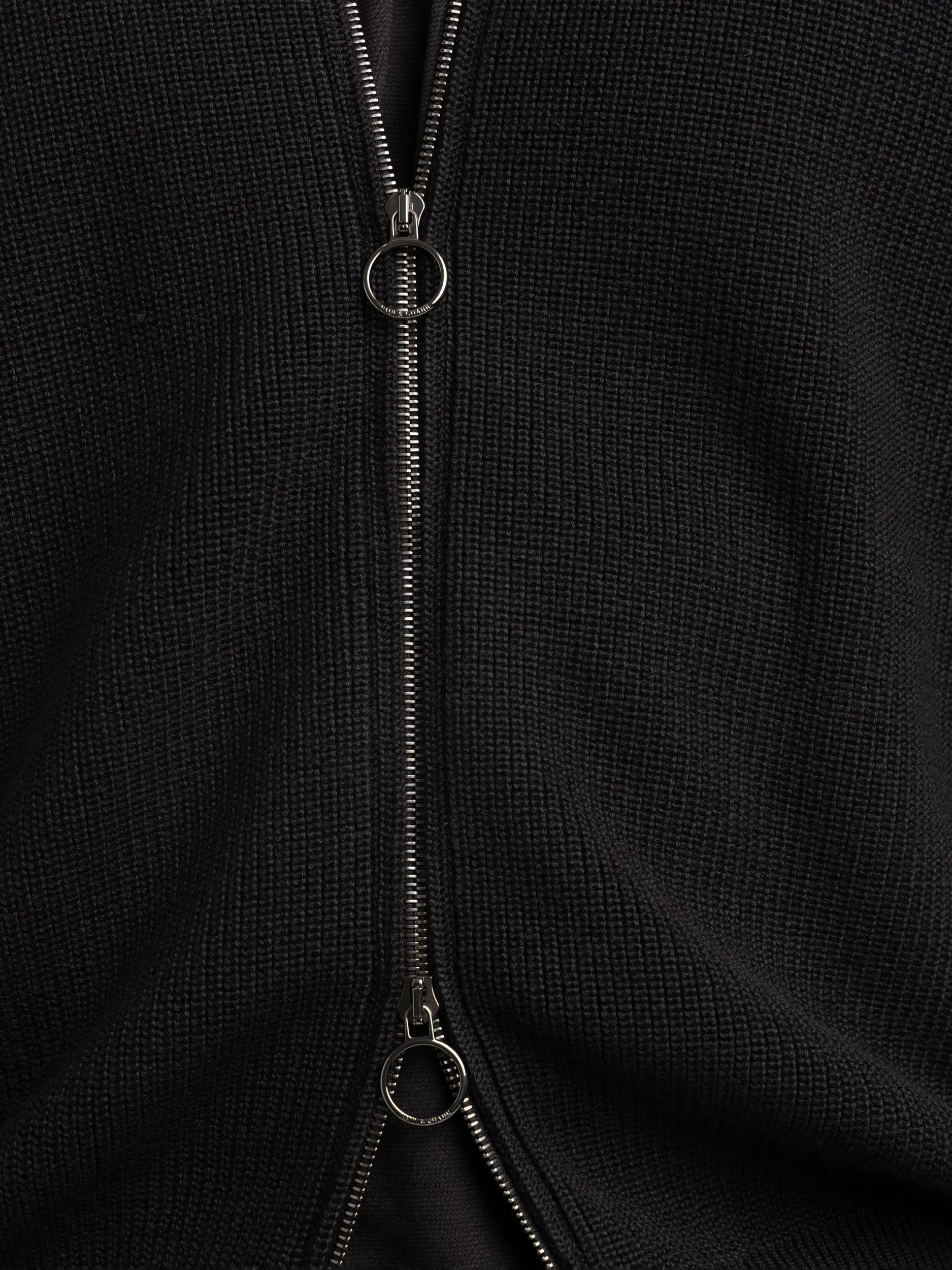 Black Full Zip Ribbed Sweater