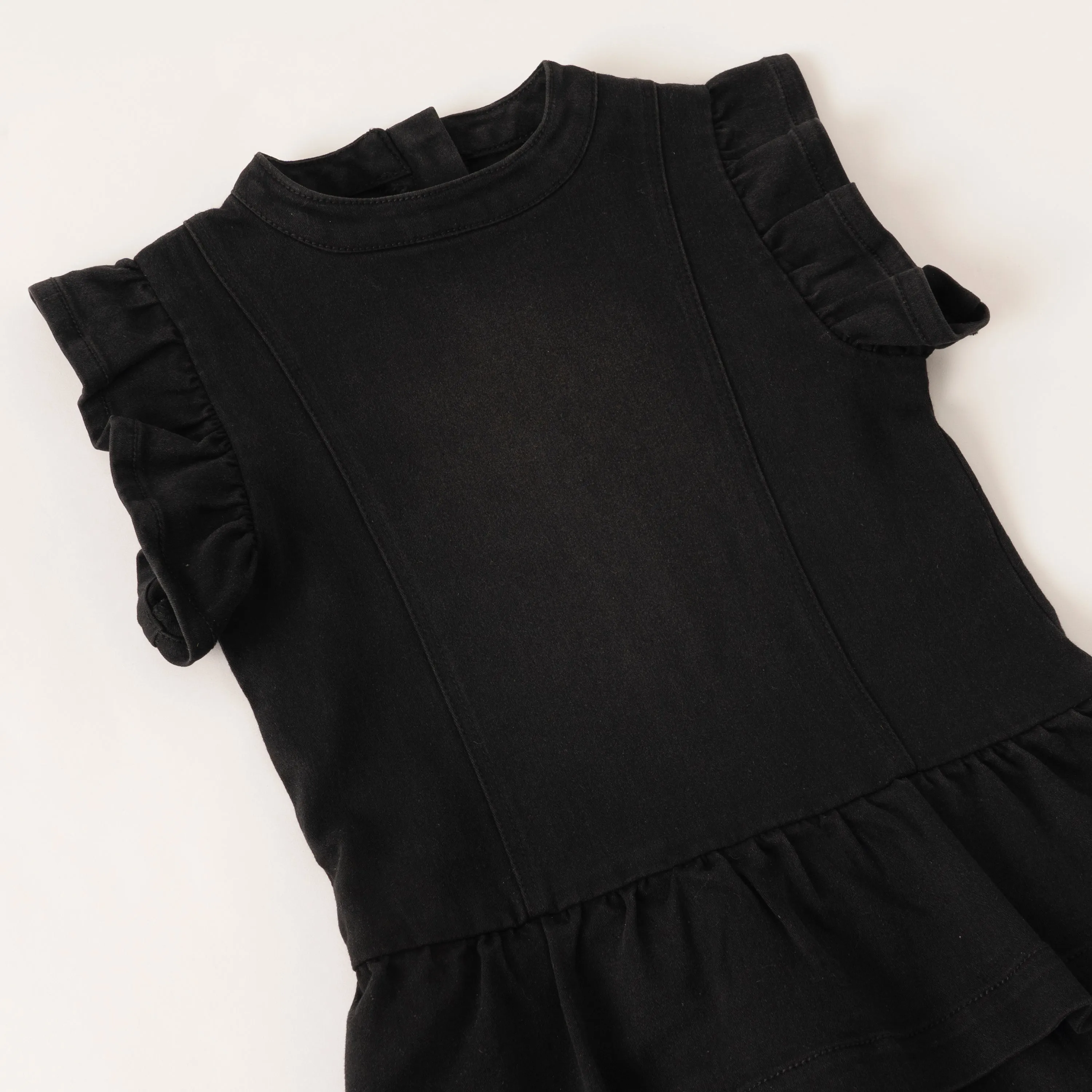 Black Ruffle Denim Dress