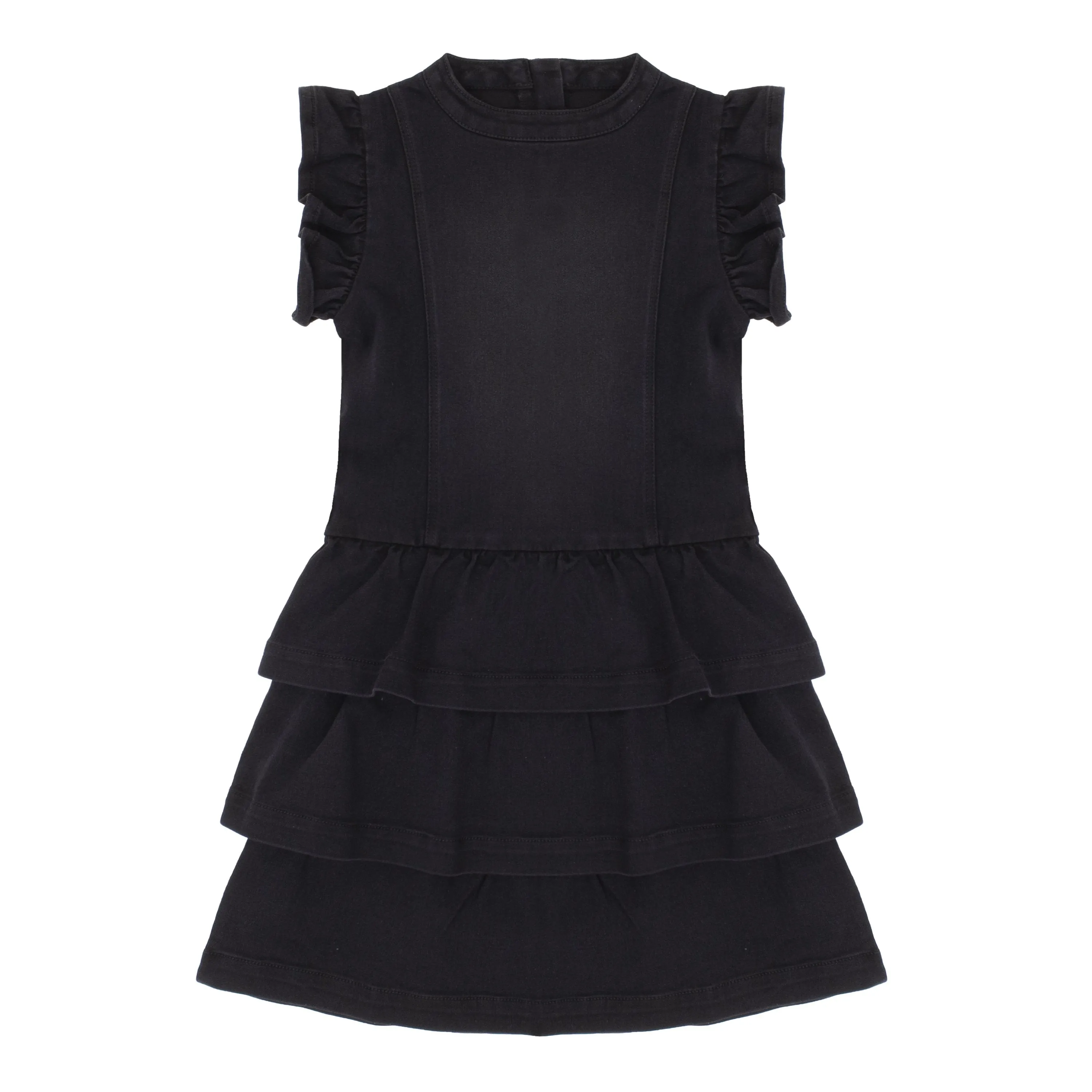 Black Ruffle Denim Dress