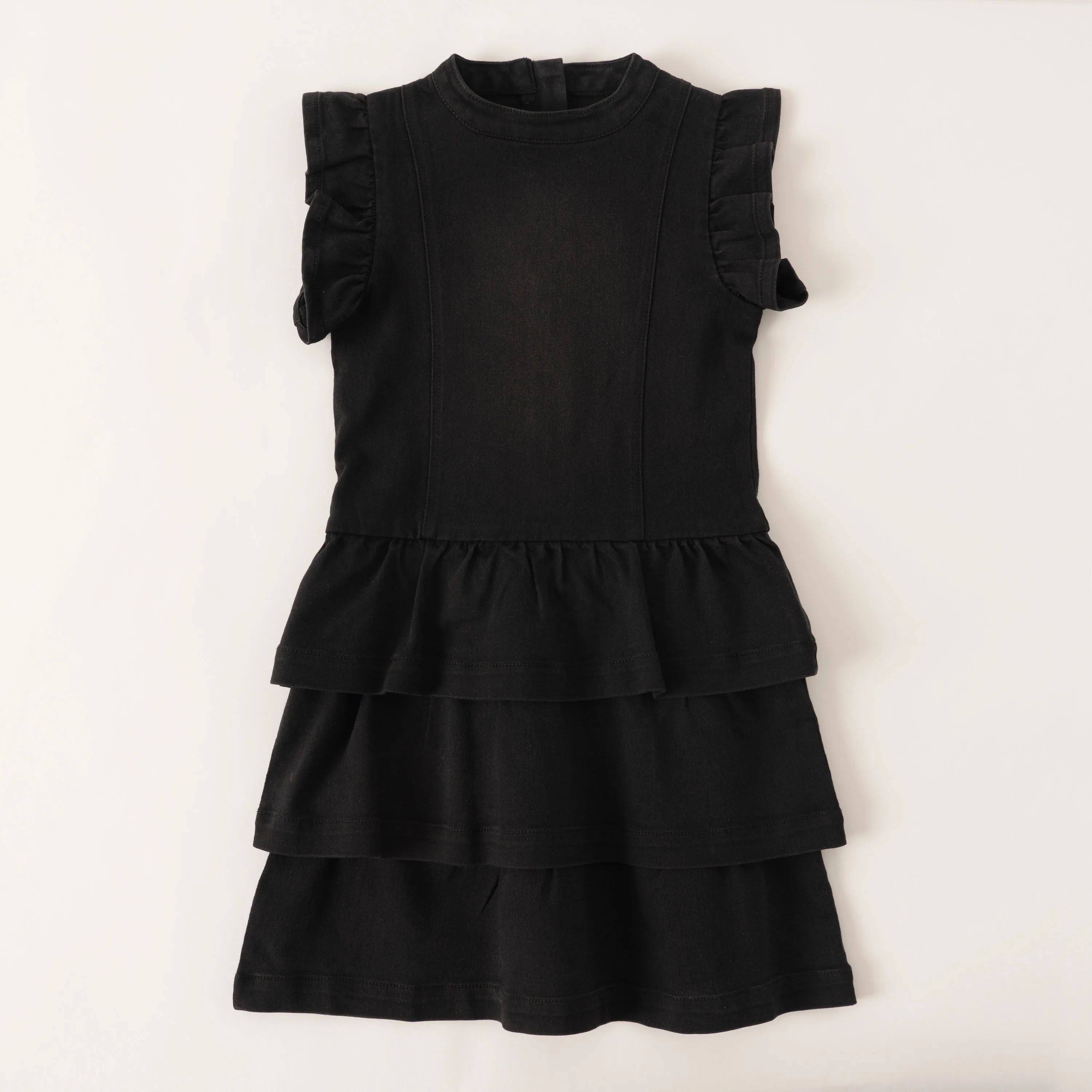 Black Ruffle Denim Dress