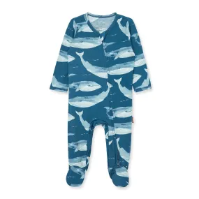 Blue Whale Stretch Footed Romper - Bamboo One Piece