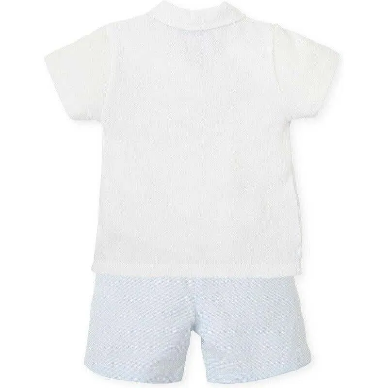 Boys White Polo Shirt & Shorts Set