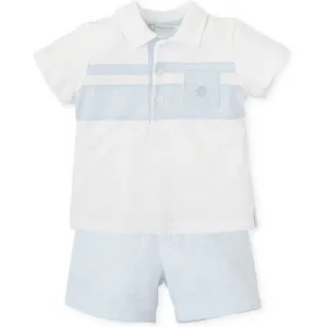 Boys White Polo Shirt & Shorts Set