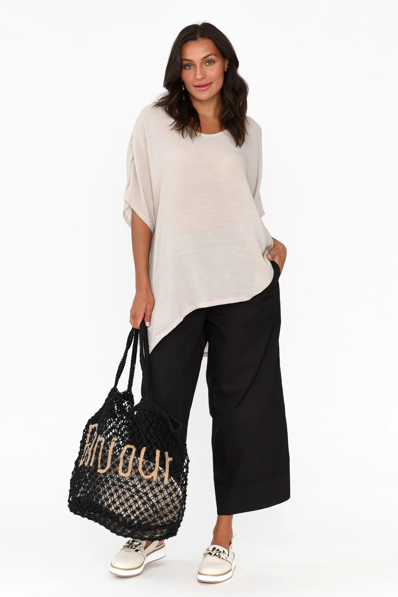 Bradie Black Cotton Wide Leg Pants