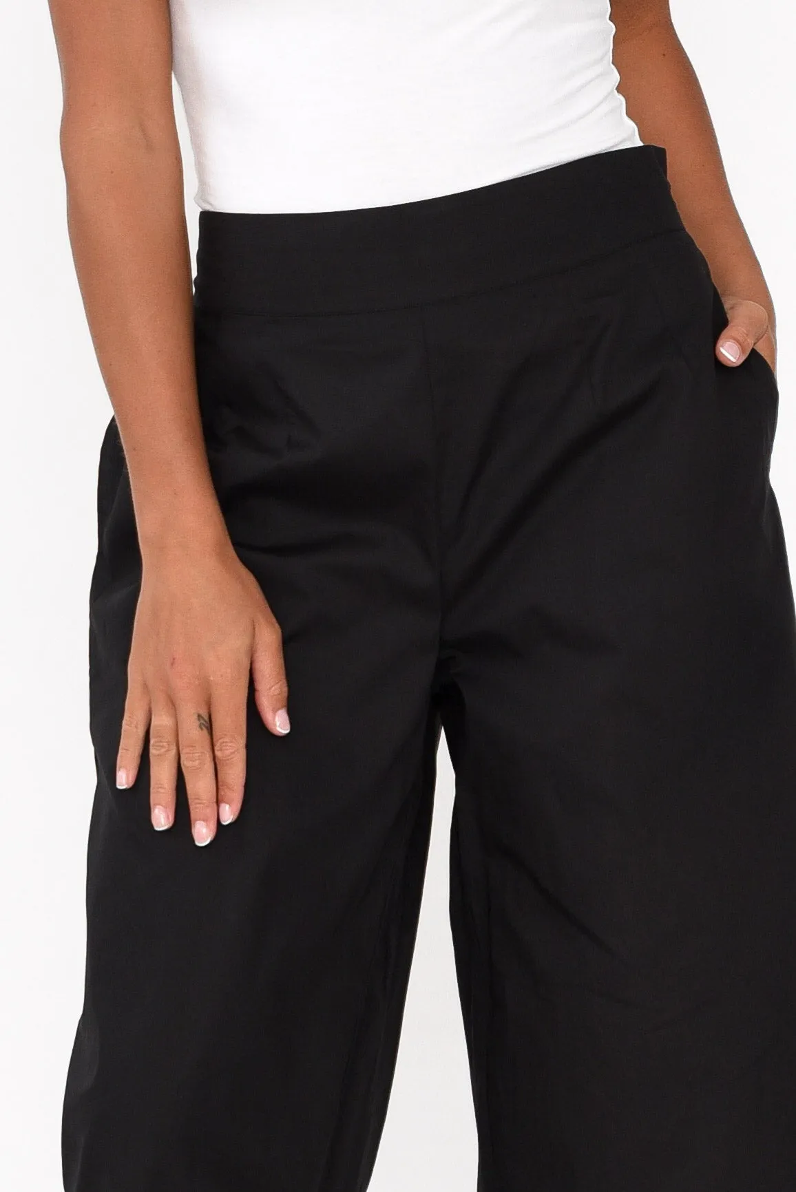 Bradie Black Cotton Wide Leg Pants