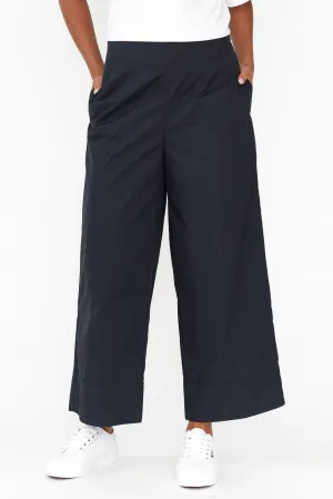 Bradie Navy Cotton Wide Leg Pants