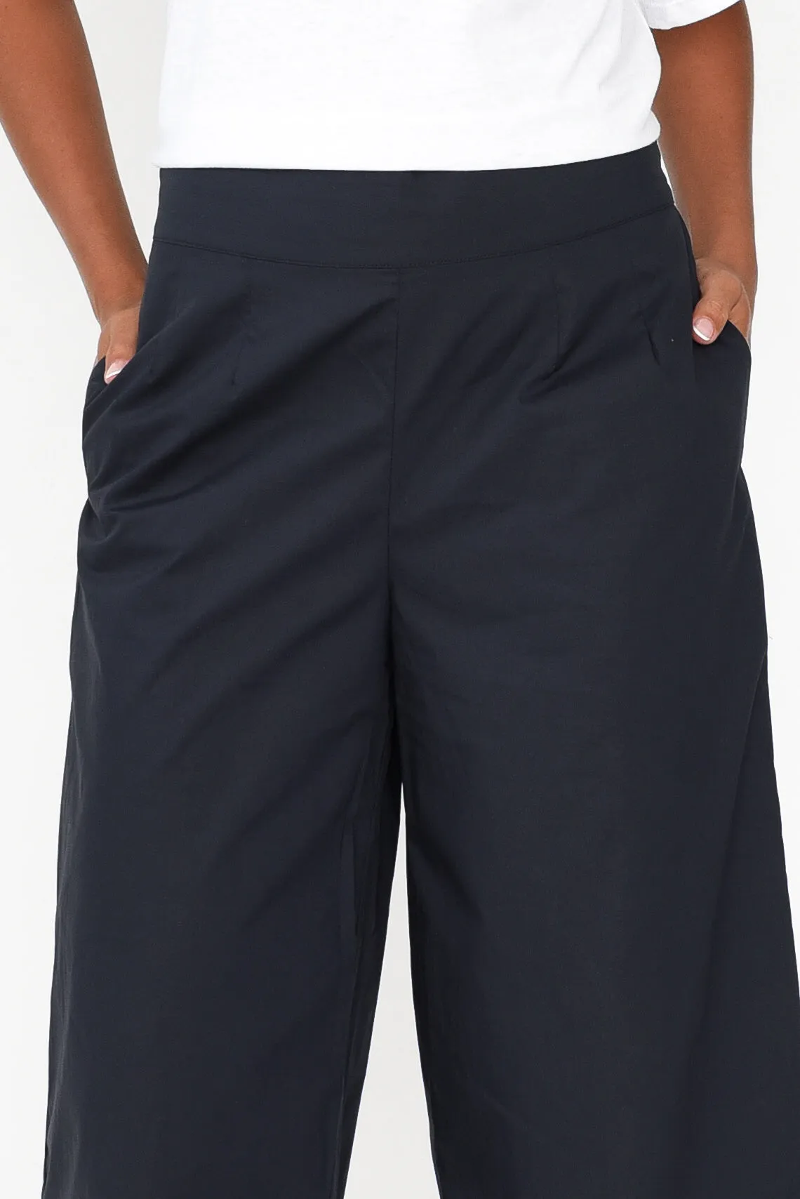 Bradie Navy Cotton Wide Leg Pants