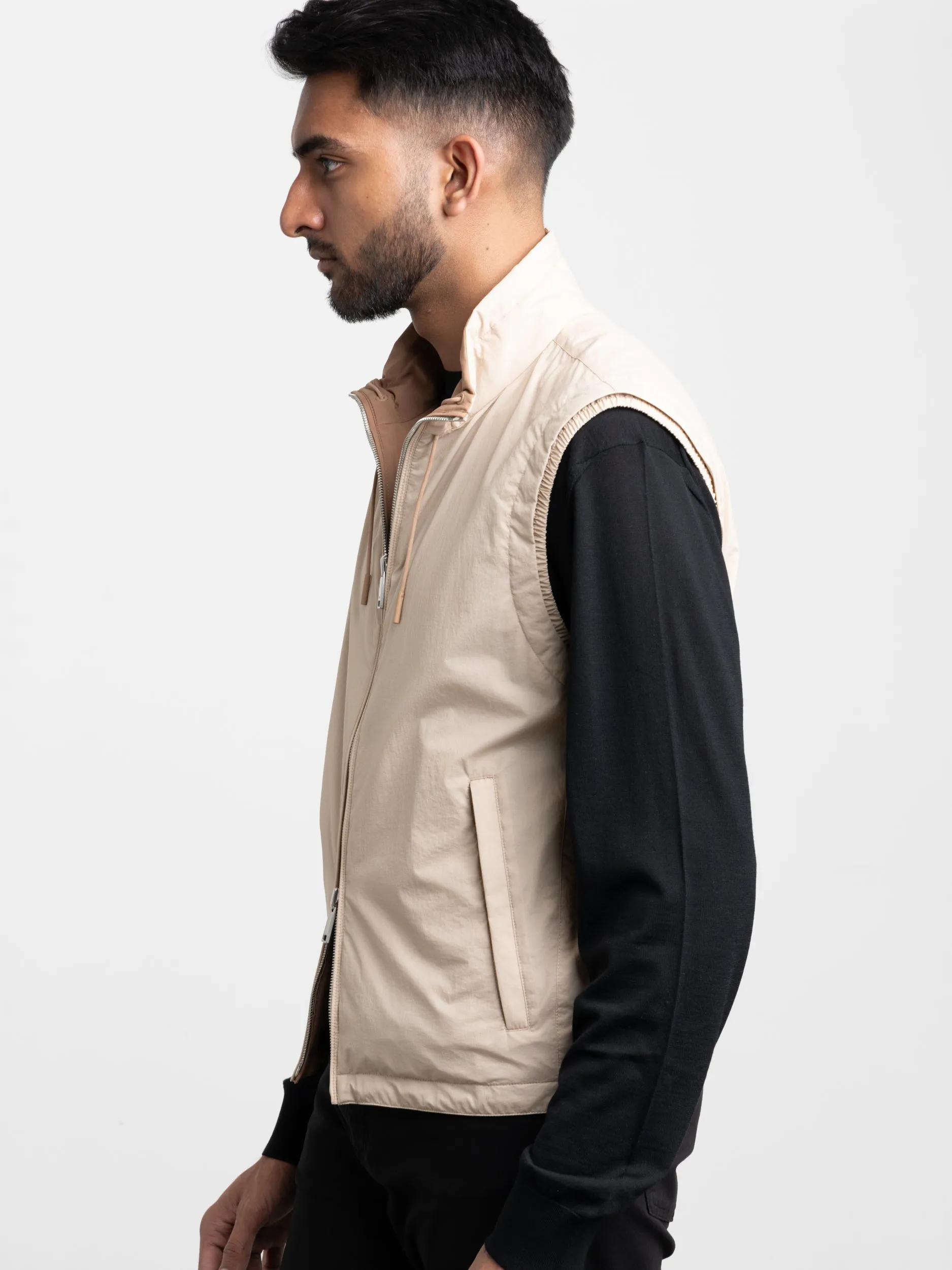 Brown Reversible Technical Fabric Brezza Vest