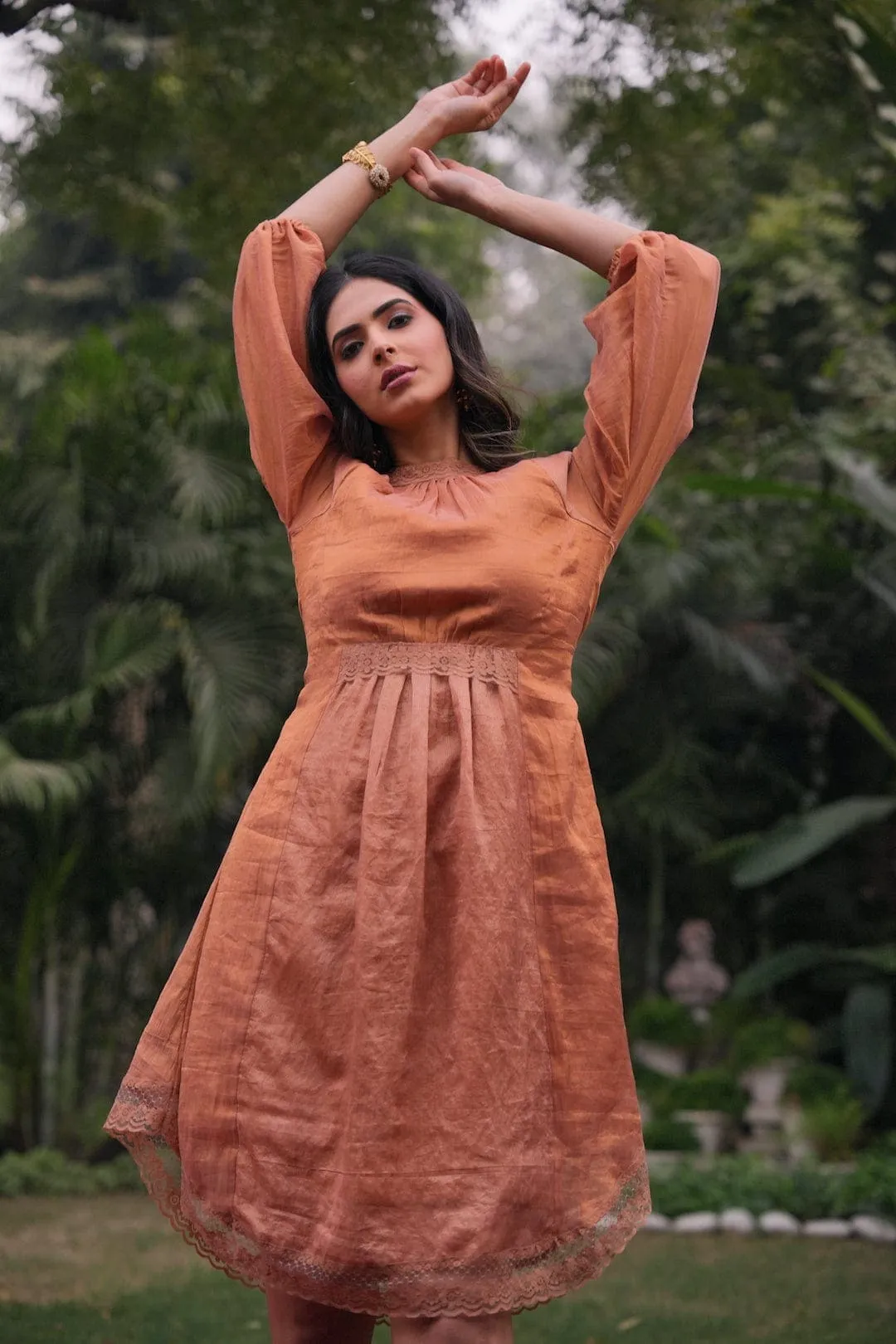 Burnt Brown  Banarsi  Sienna Flared Dress