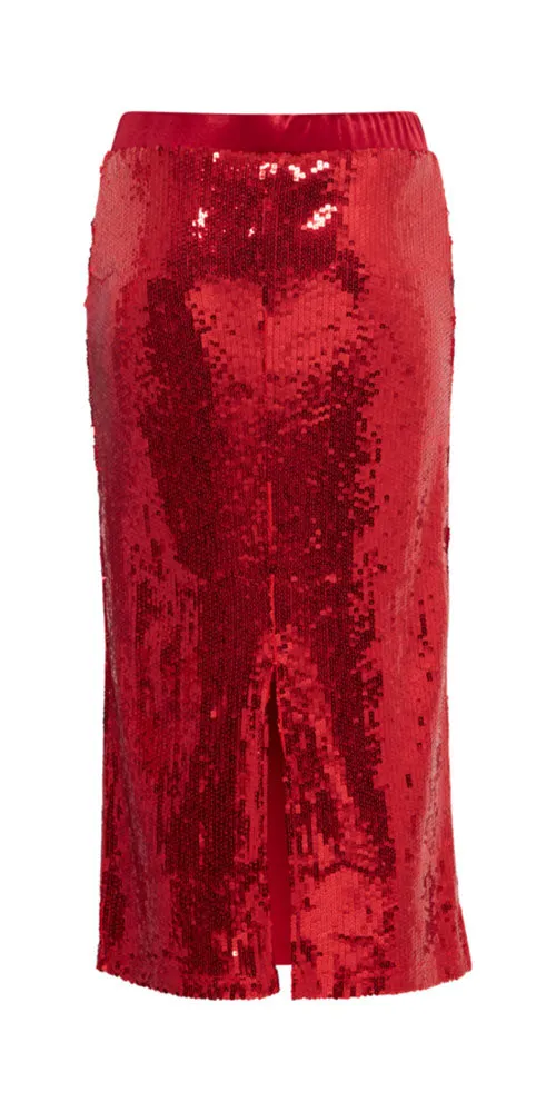 B.Young Sequin Midi Skirt, red