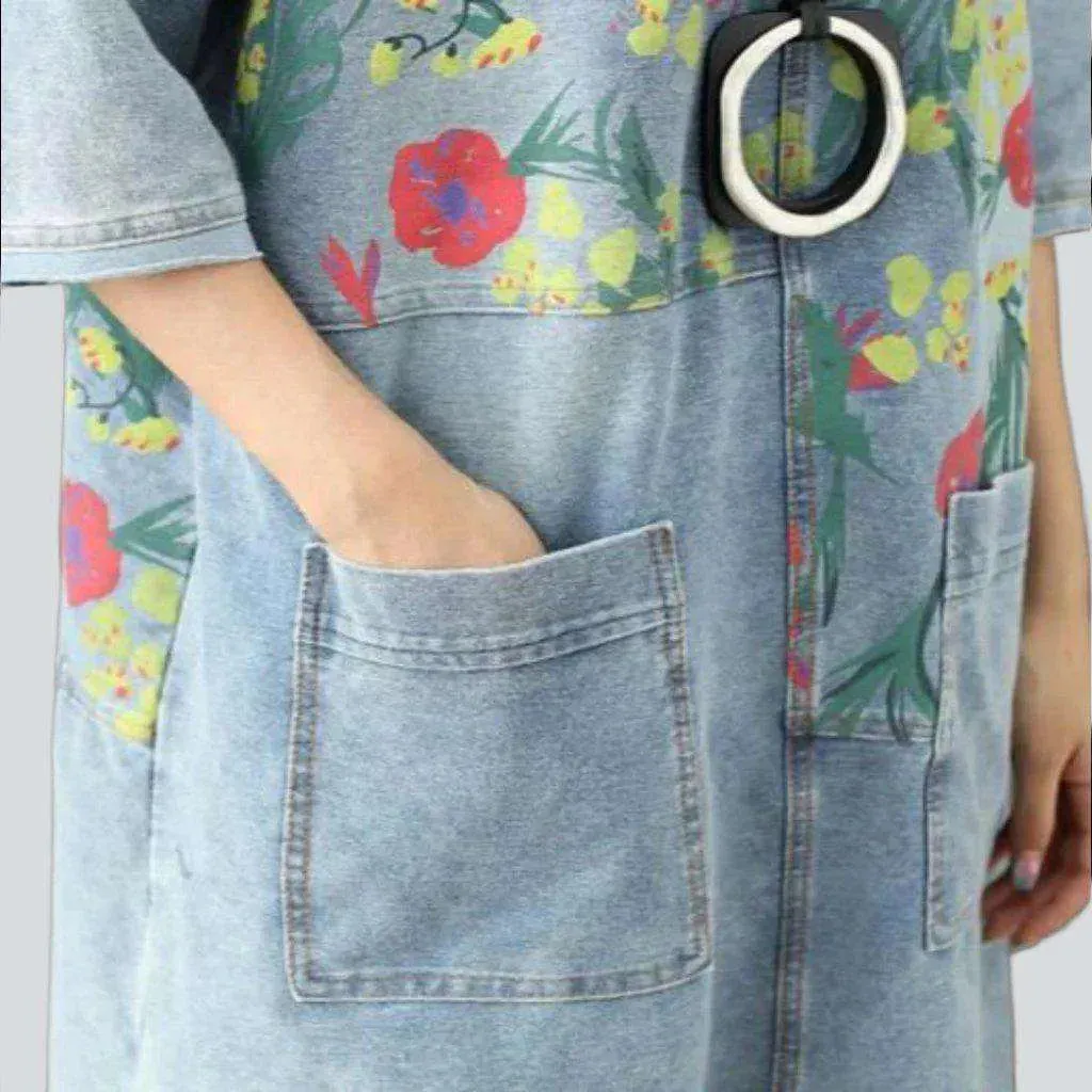 Caftan painted denim dress