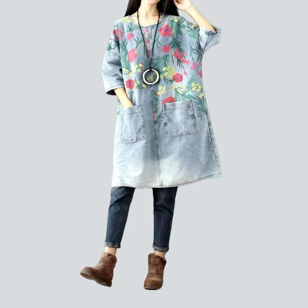 Caftan painted denim dress