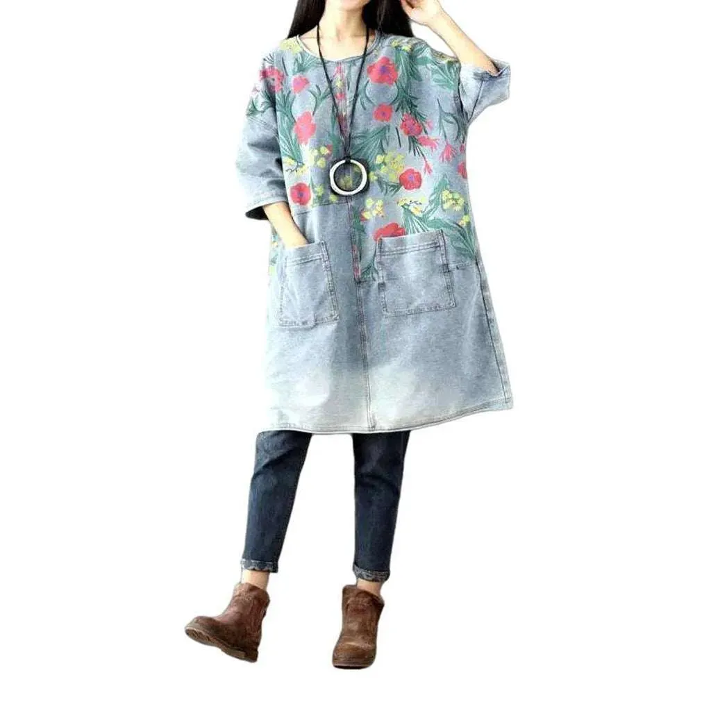 Caftan painted denim dress