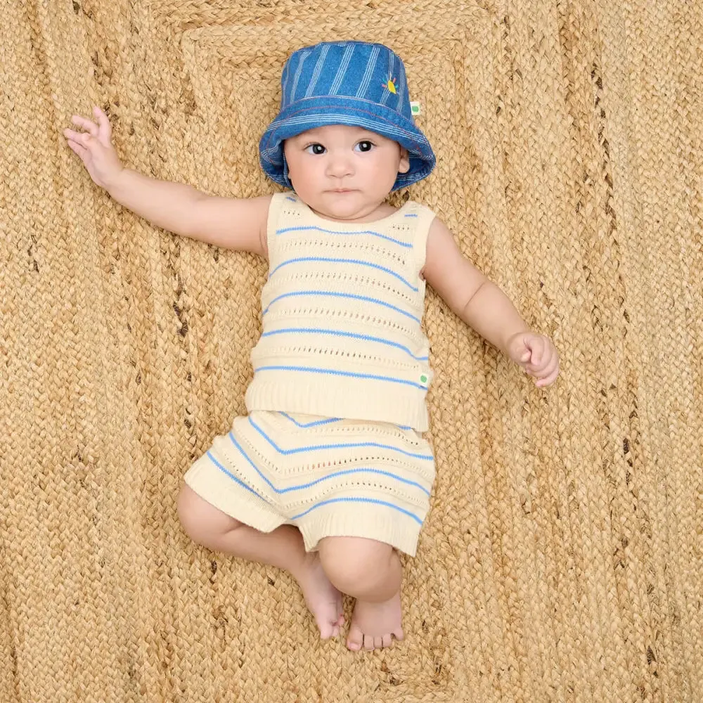 Cala - Blue Stripe Knit Baby & Kids Top & Short Set