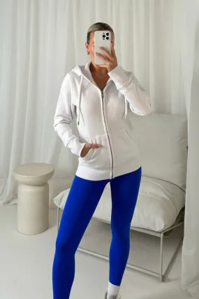 Carly white & sapphire zip up sweater and ultimate legging set